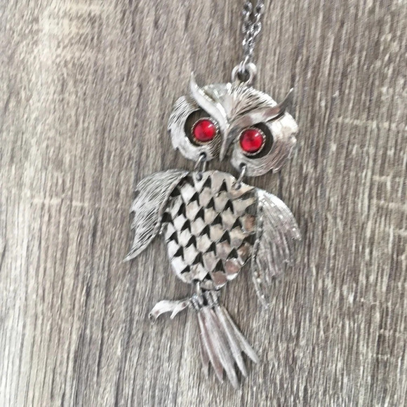 Vtg Owl pendant necklace - Picture 4 of 7